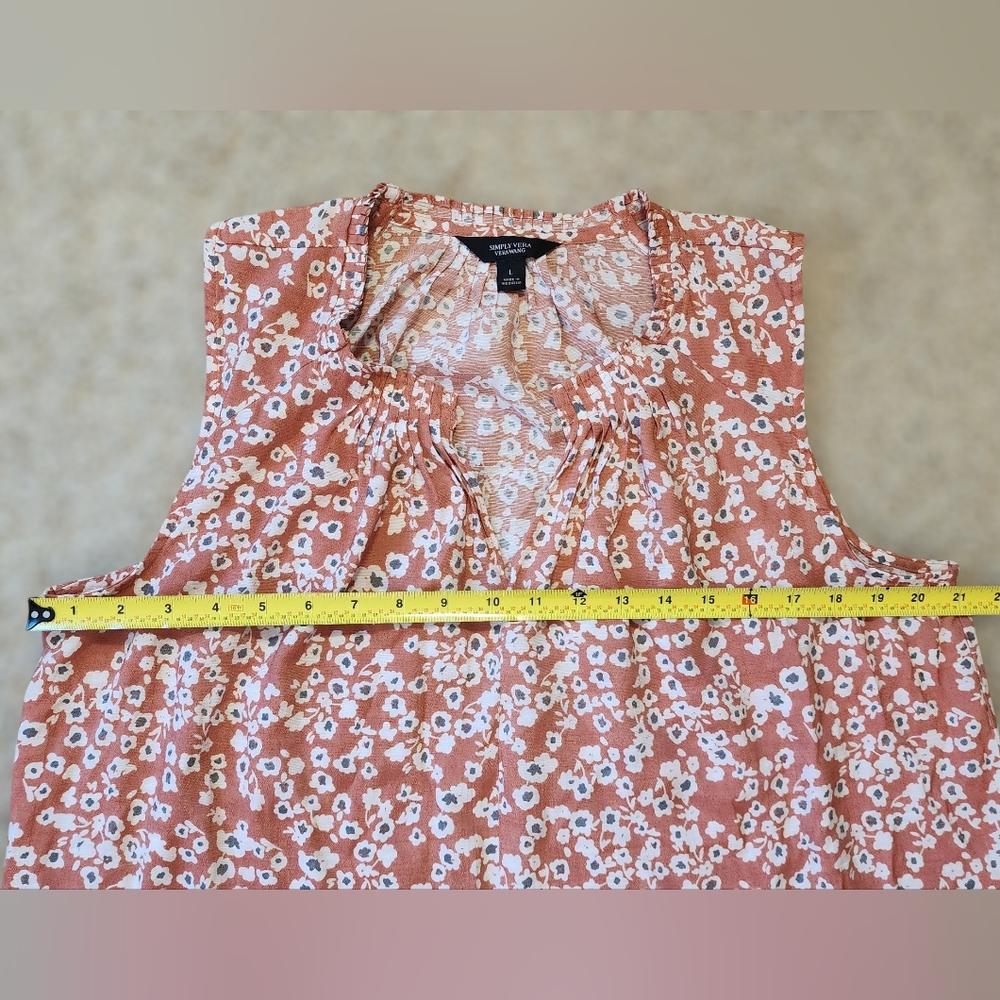 Simply Vera Vera Wang Large Terracotta Floral Boho Sleeveless Blouse - Picture 6 of 7
